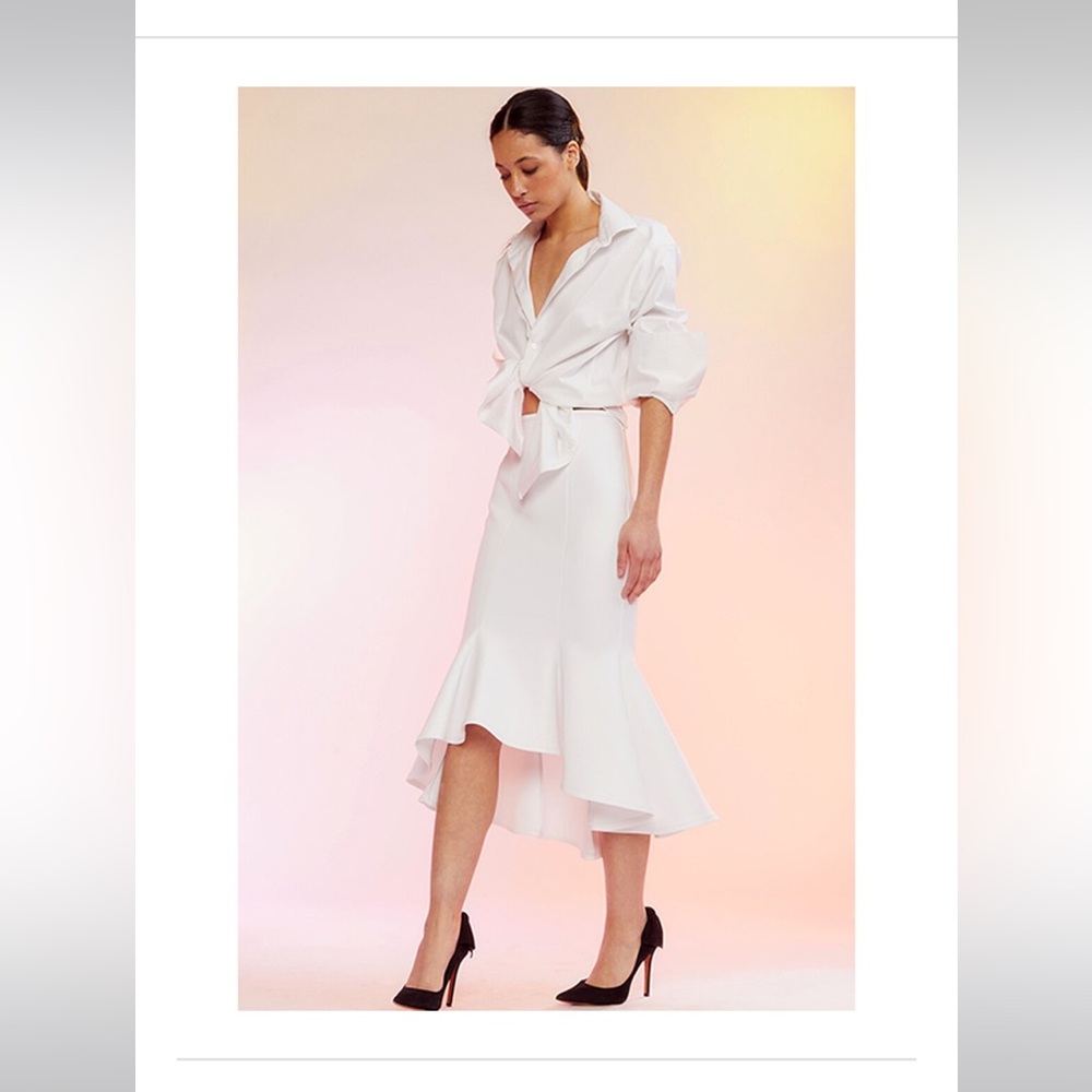 $325 Cynthia Rowley white bonded mermaid skirt 2